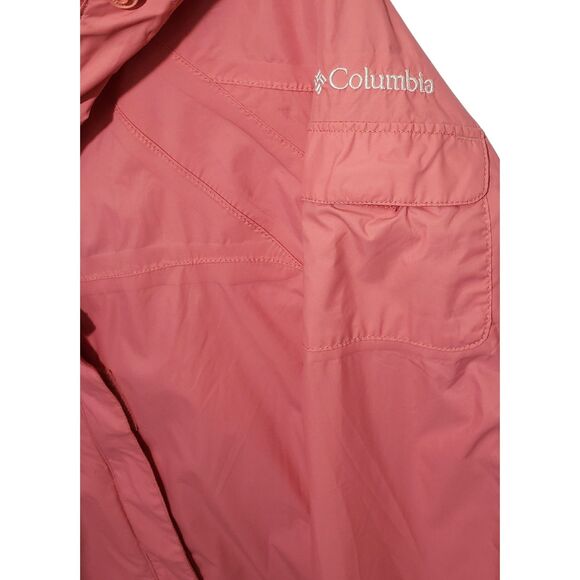 Columbia Windbreaker Jacket Womens Small Hooded Drawstring Pink Nylon Polyester - Picture 4 of 7